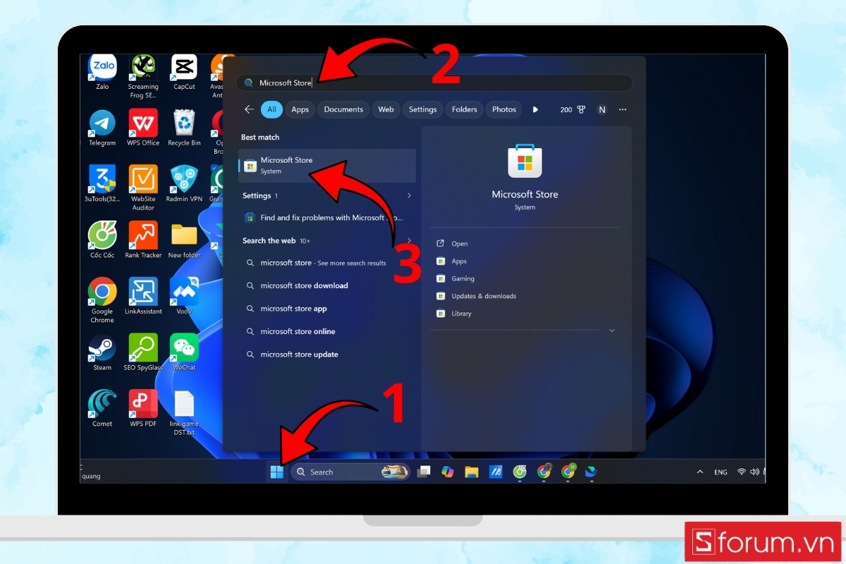 Đăng xuất và đăng nhập lại tài khoản Microsoft bước 1