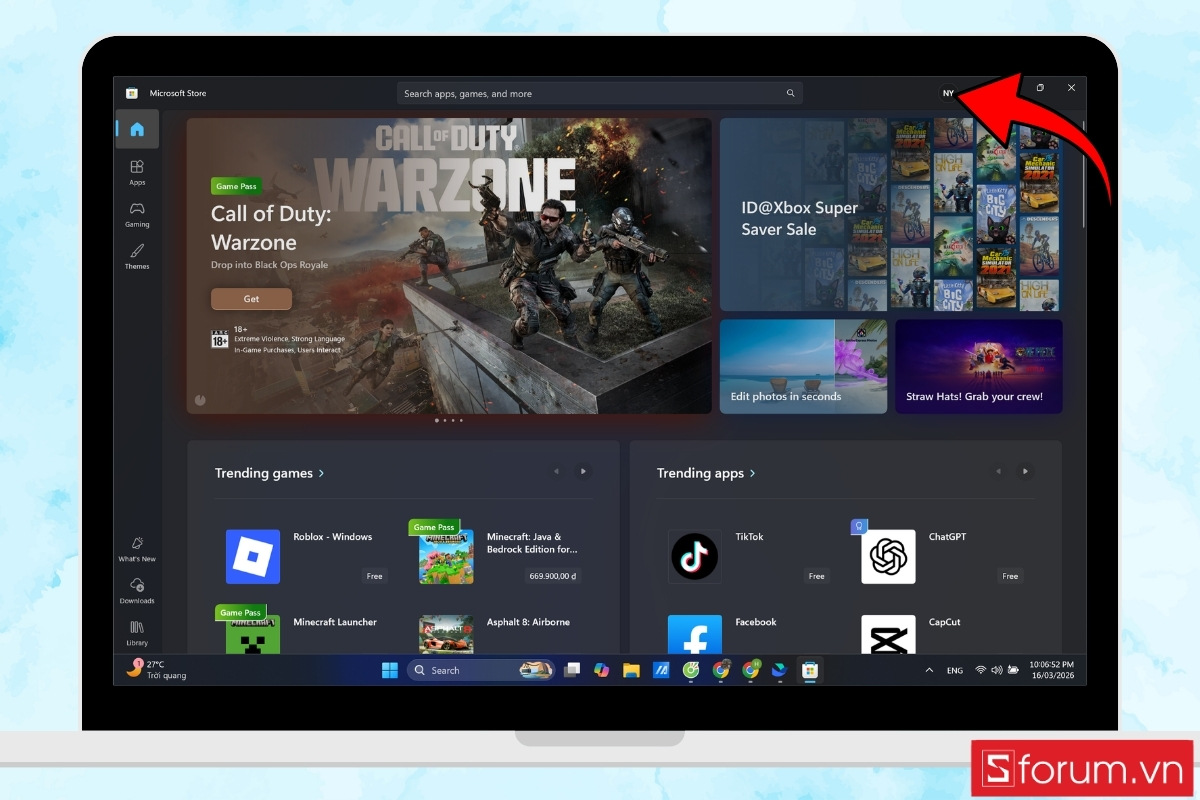 Đăng xuất và đăng nhập lại tài khoản Microsoft bước 2