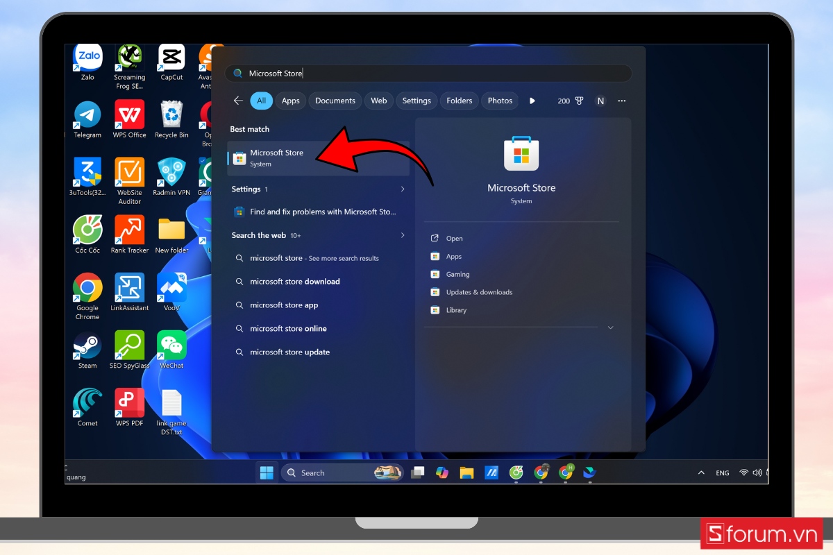 Đăng xuất và đăng nhập lại tài khoản Microsoft bước 1