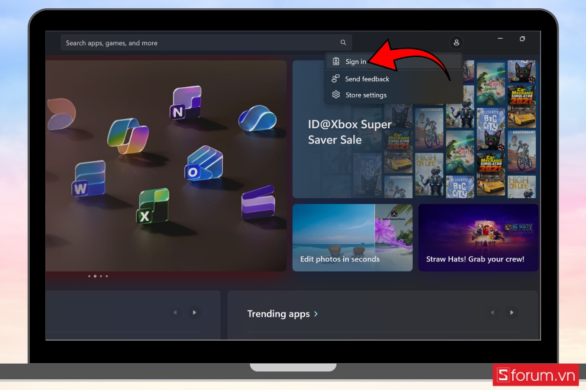 Đăng xuất và đăng nhập lại tài khoản Microsoft bước 3
