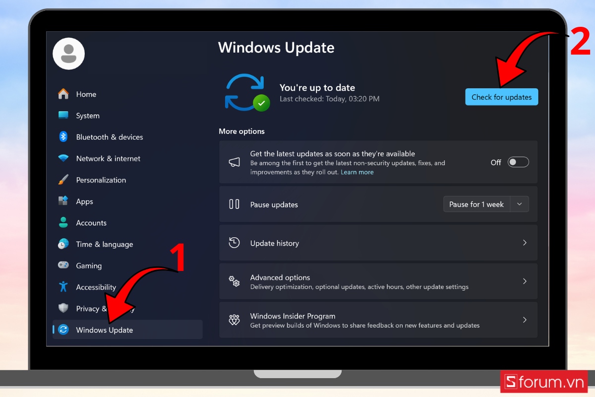 Kiểm tra và cập nhật Windows lên phiên bản mới nhất bước 2