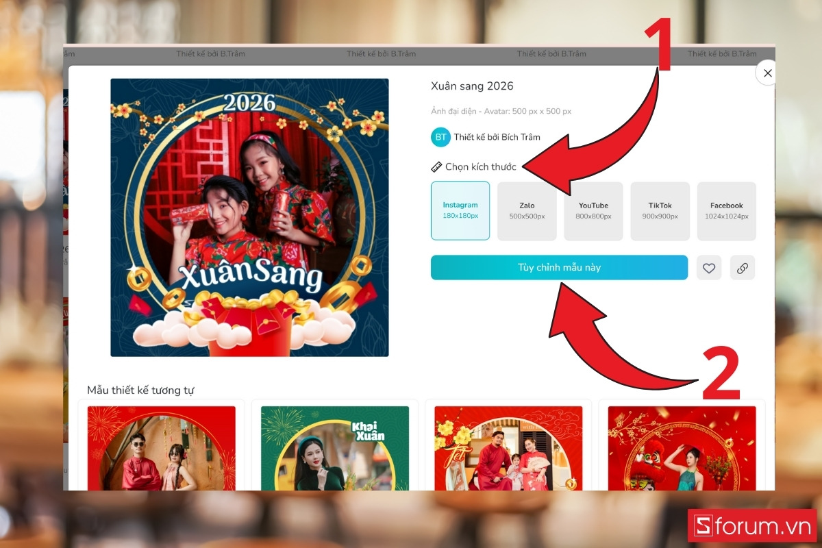 Cách chỉnh sửa và sử dụng khung ảnh Tết online miễn phí bước 2