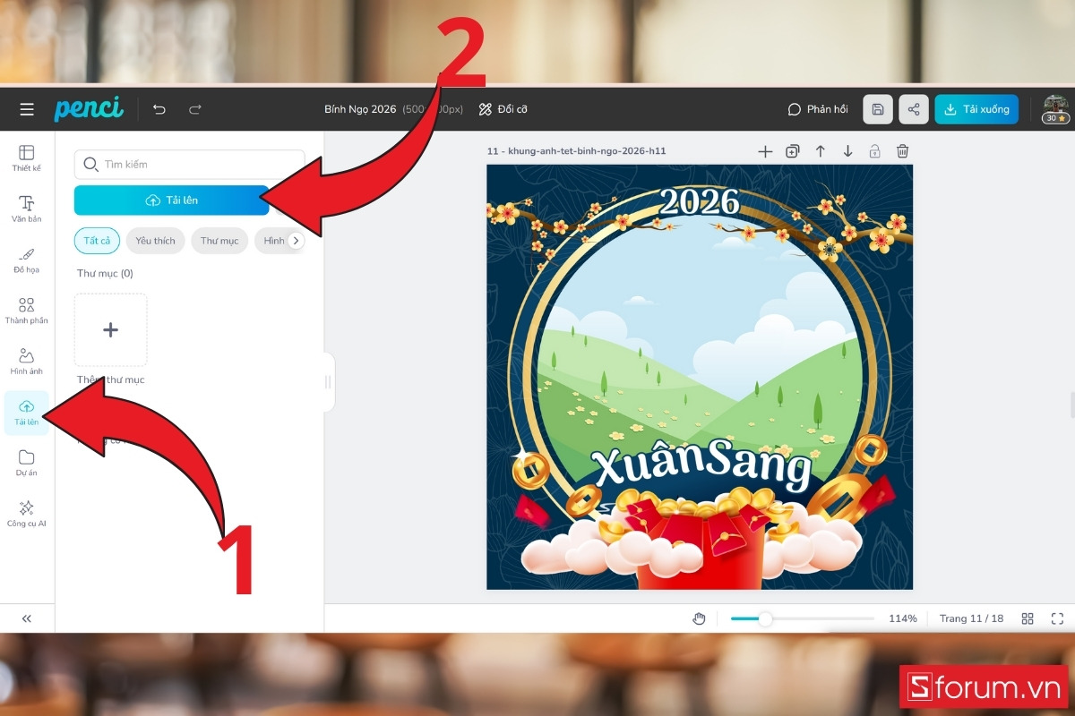 Cách chỉnh sửa và sử dụng khung ảnh Tết online miễn phí bước 3