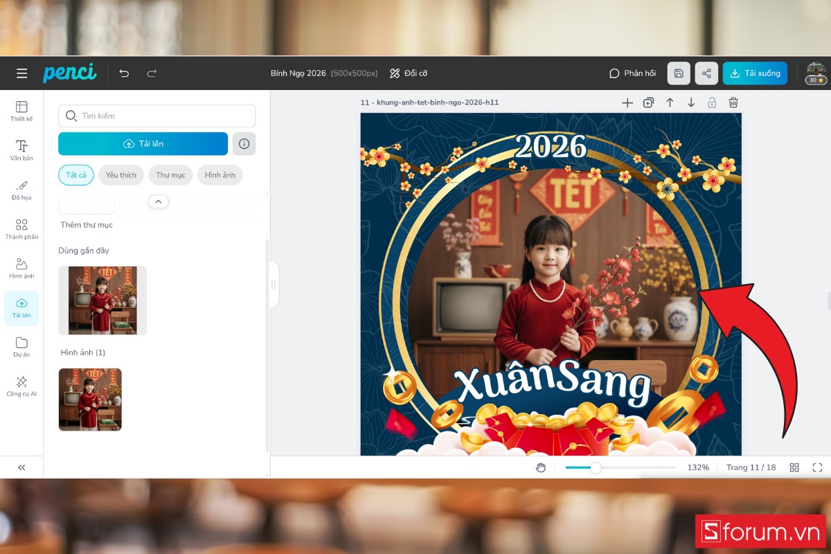 Cách chỉnh sửa và sử dụng khung ảnh Tết online miễn phí bước 4
