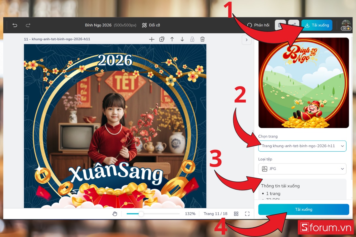 Cách chỉnh sửa và sử dụng khung ảnh Tết online miễn phí bước 6