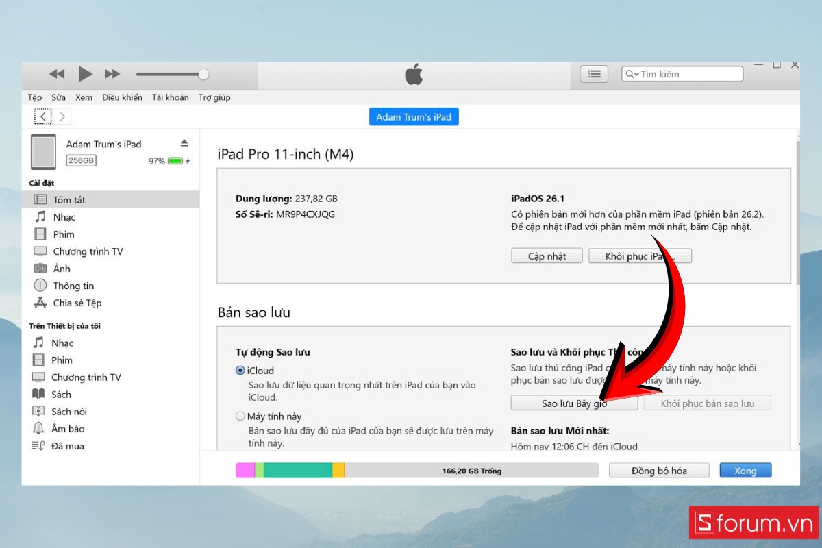 Khôi phục iPad trong iTunes khi gặp lỗi không sạc được pin iPad - bước 5