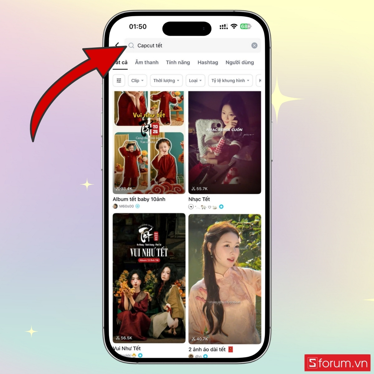 Hướng dẫn cách làm video mẫu Capcut Tết đơn giản gõ từ khóa