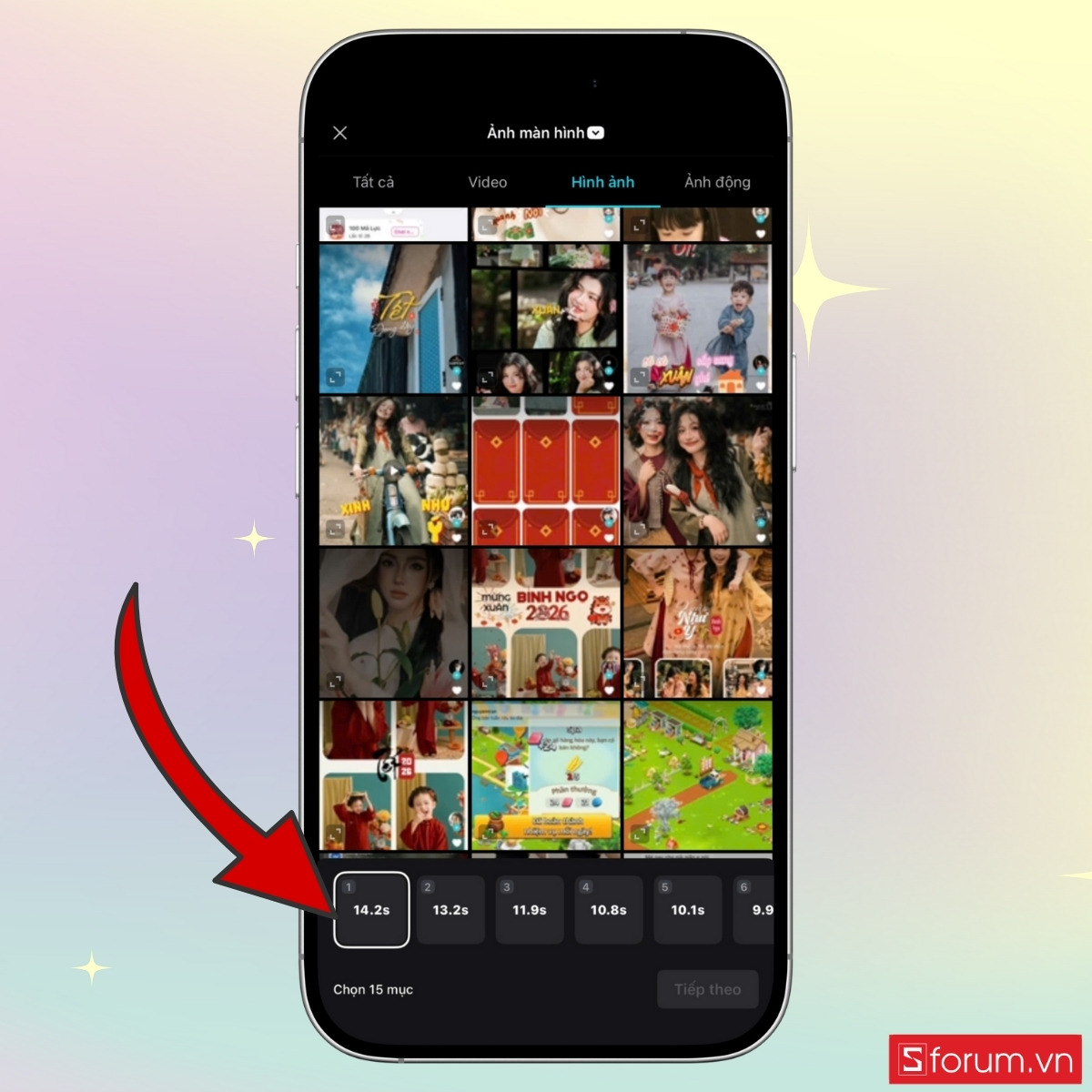 Hướng dẫn cách làm video mẫu Capcut Tết đơn giản chọn ảnh muốn thêm vào