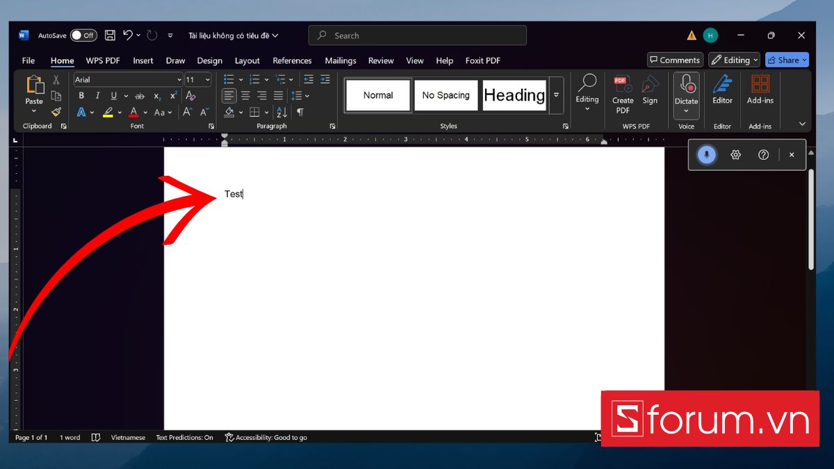 Nhập văn bản bằng giọng nói trên Microsoft Word bước 4