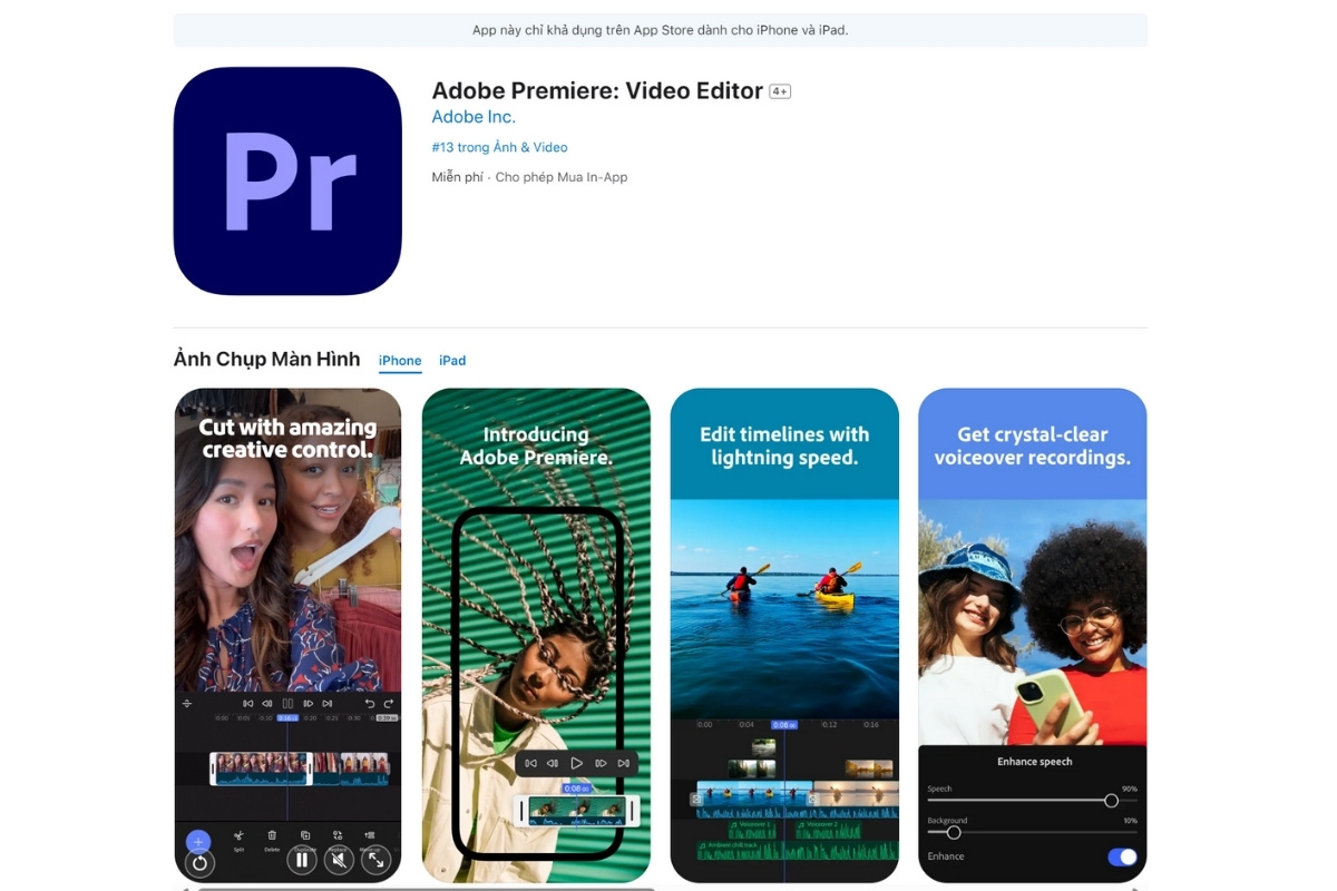 Adobe Premiere: Ứng dụng chỉnh sửa video chuyên nghiệp cho iPhone