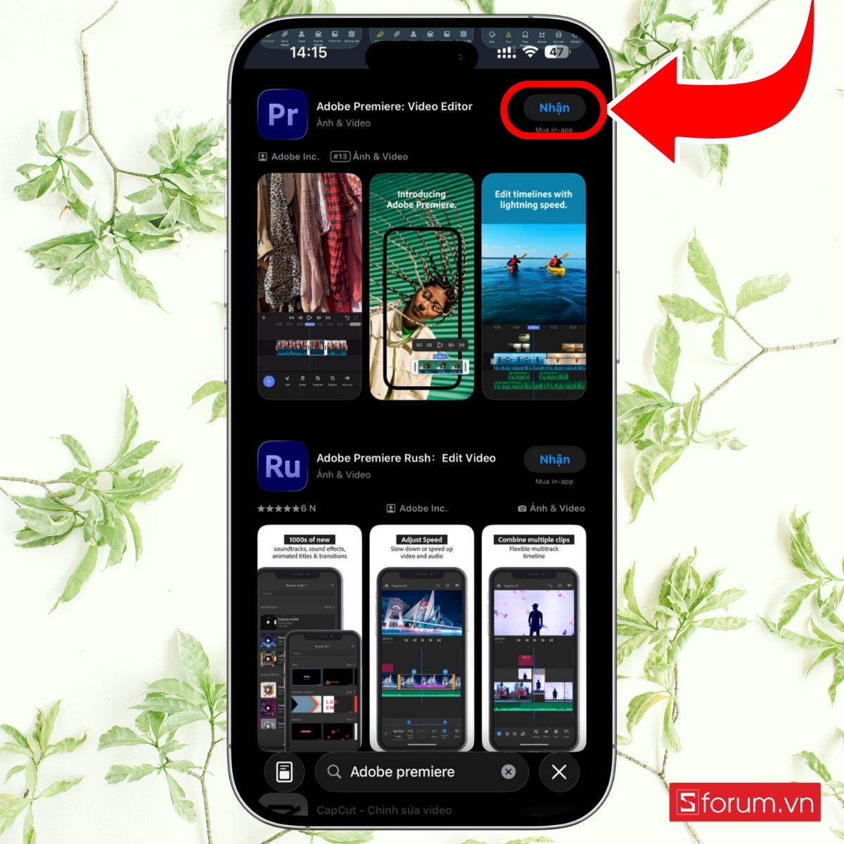 Hướng dẫn tải app Adobe Premiere trên iPhone bước 3