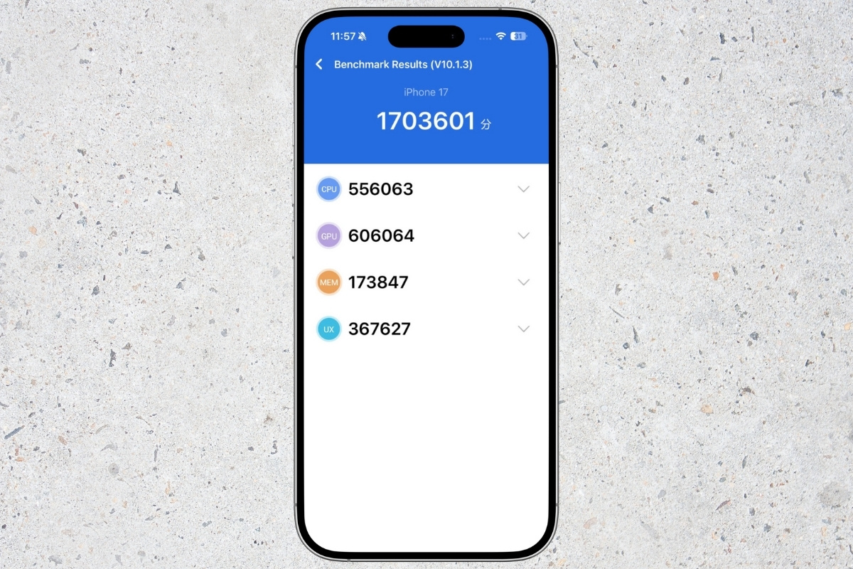Kết quả điểm Antutu iPhone 17