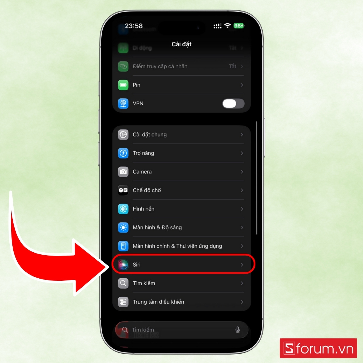 Cách bật siri trên iPhone 17 bằng giọng nói “Hey Siri” bước1