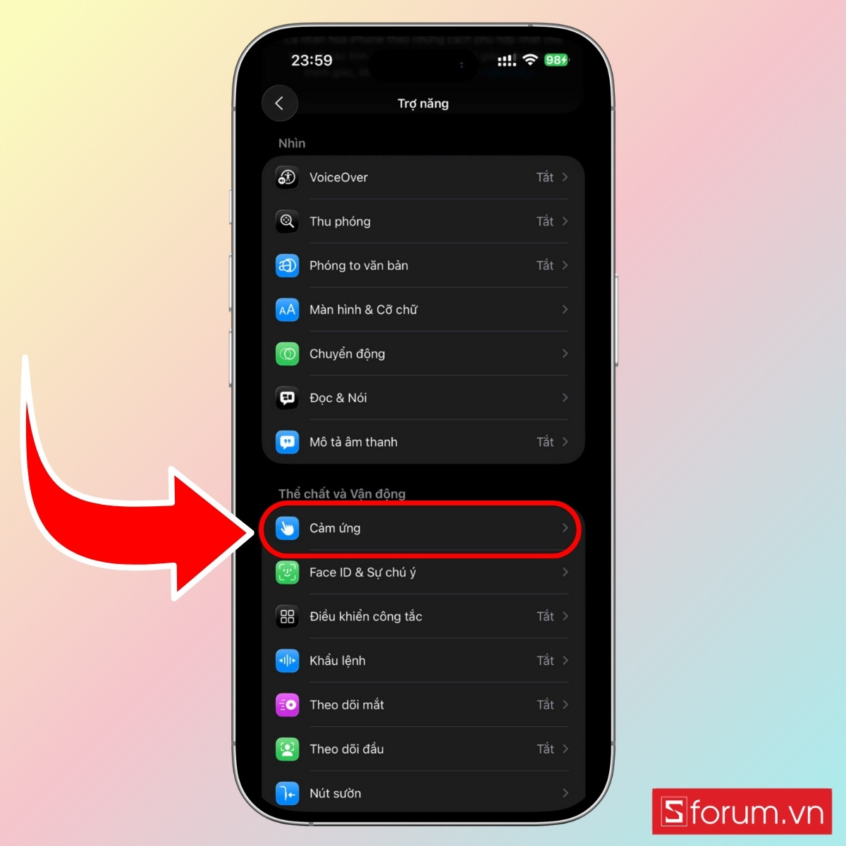 Cách bật tắt chế độ im lặng trên iPhone 17 bằng AssistiveTouch (nút Home ảo) bước 2