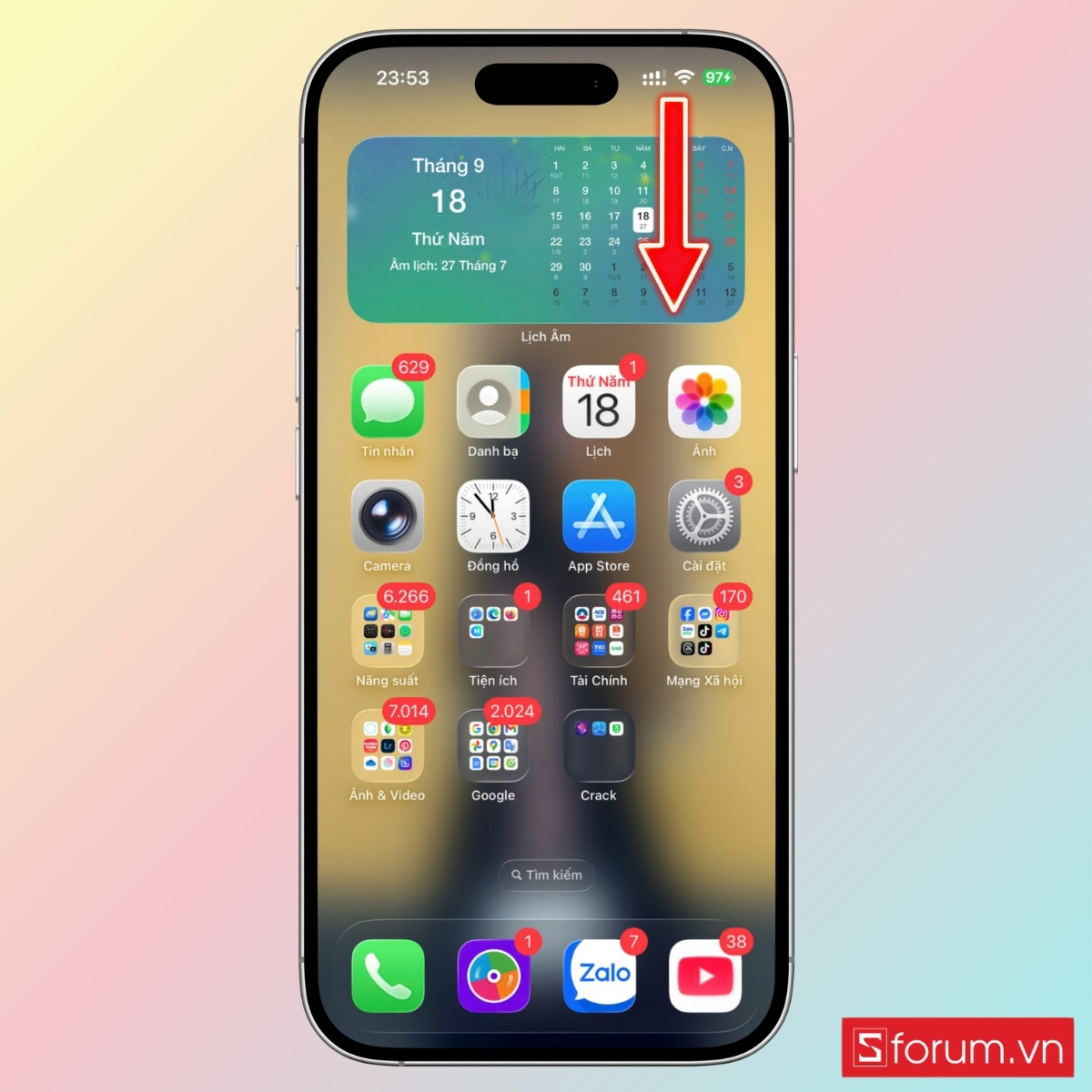 Cách bật tắt chế độ im lặng trên iPhone 17 bằng Trung tâm điều khiển bước 1