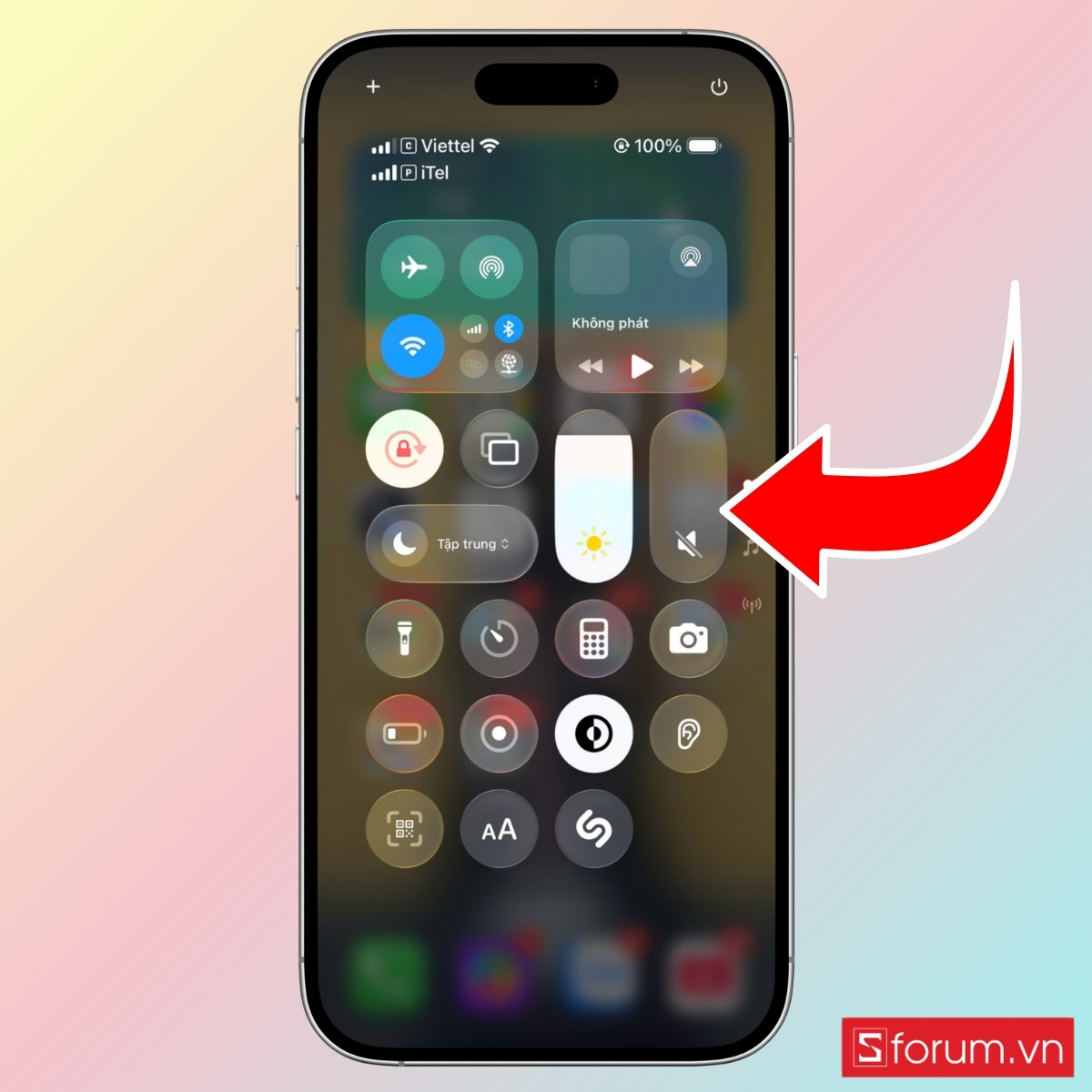 Cách bật tắt chế độ im lặng trên iPhone 17 bằng Trung tâm điều khiển bước 2