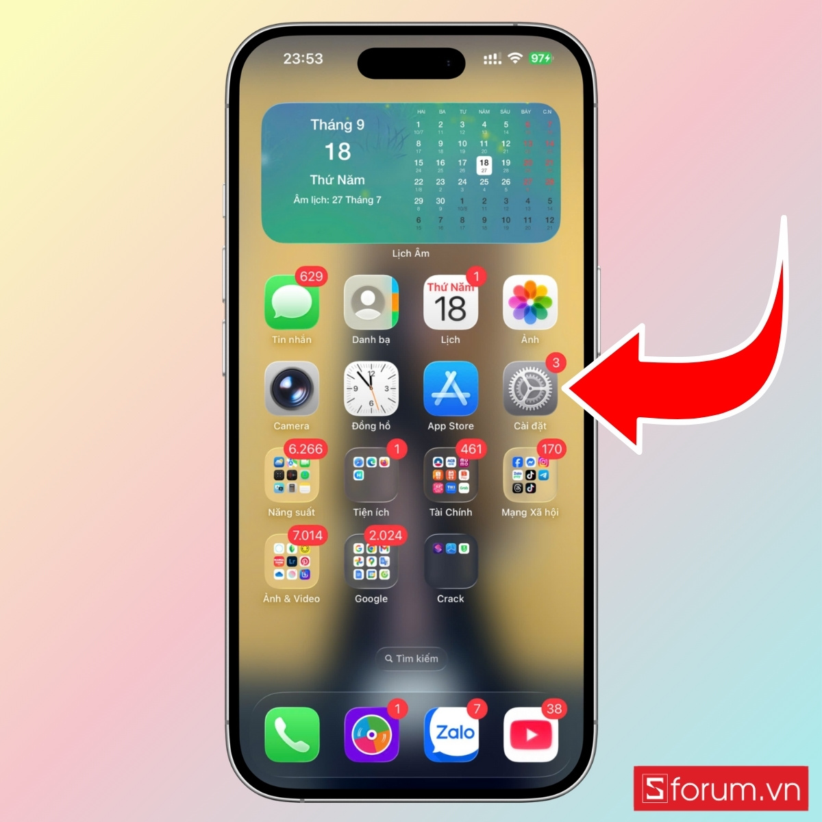Cách bật tắt chế độ im lặng trên iPhone 17 bước 1
