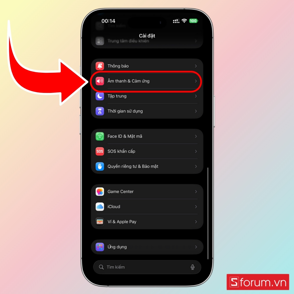 Cách bật tắt chế độ im lặng trên iPhone 17 bước 2