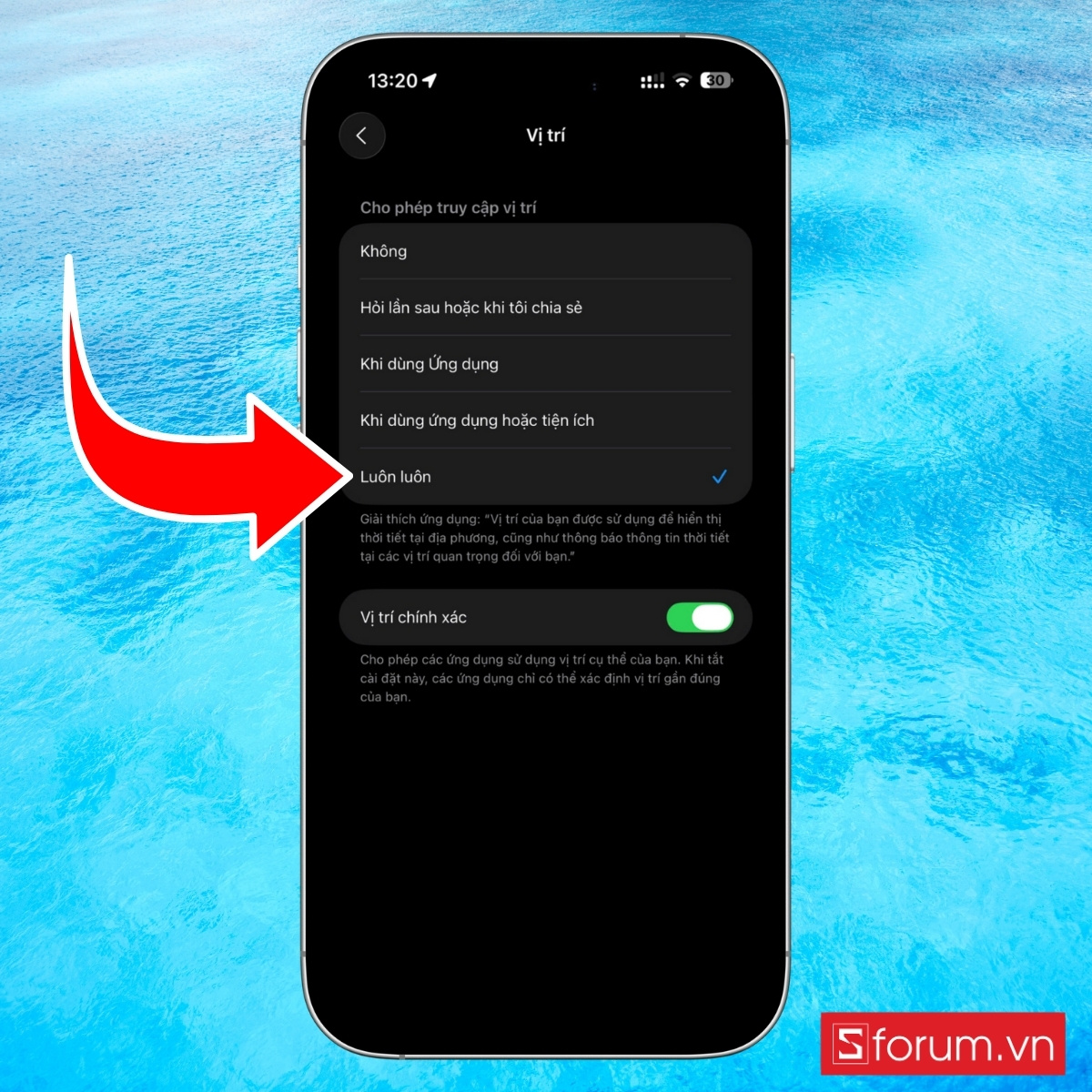 Cách bật vị trí cho ứng dụng thời tiết trên iPhone chính xác nhất