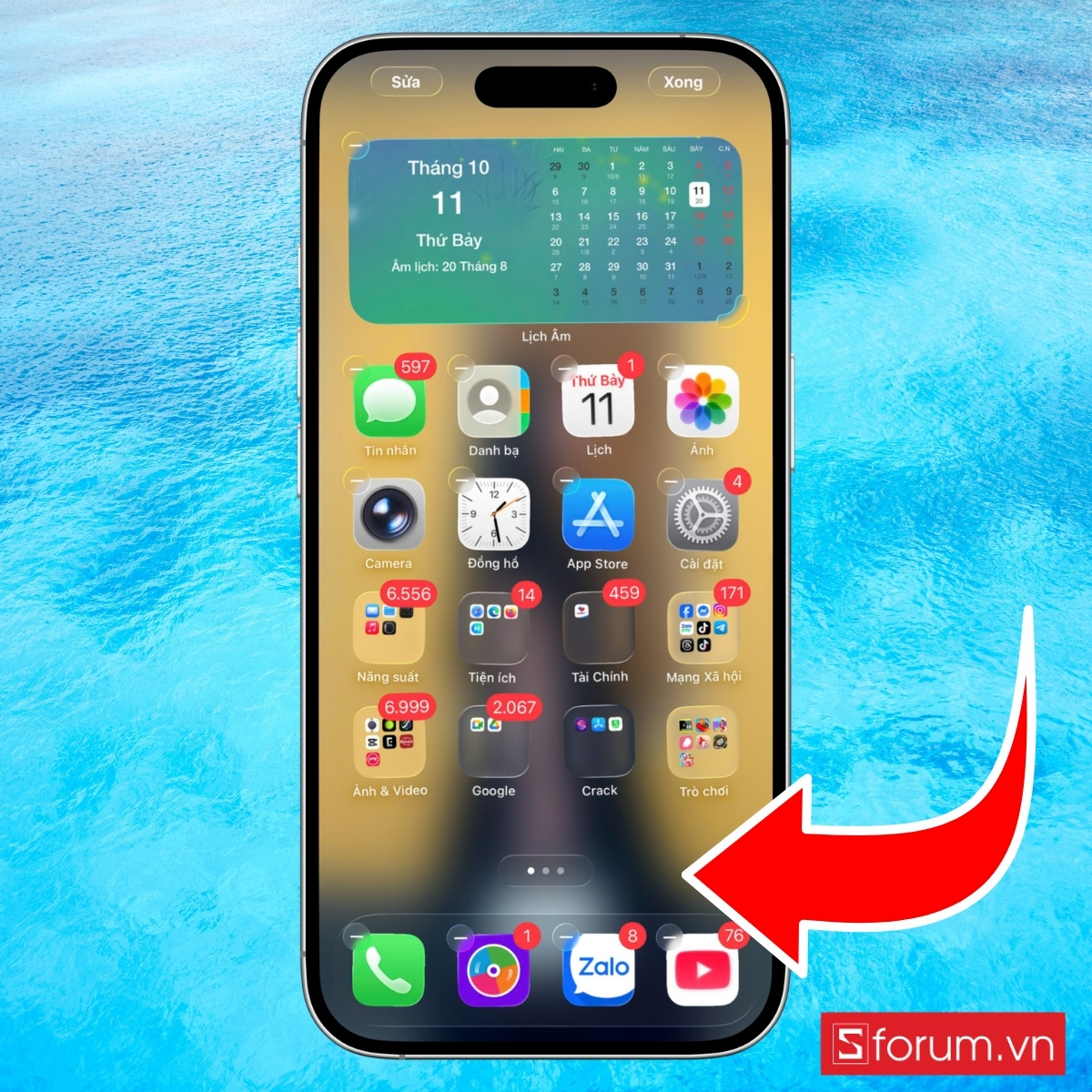 Cách cài thời tiết trên màn hình chính iPhone - bước 1