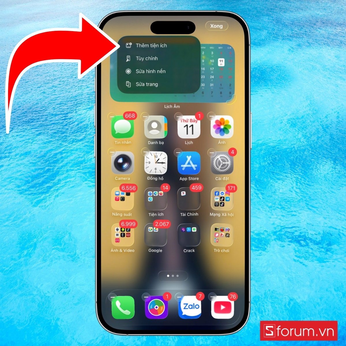 Cách cài thời tiết trên màn hình chính iPhone - bước 2