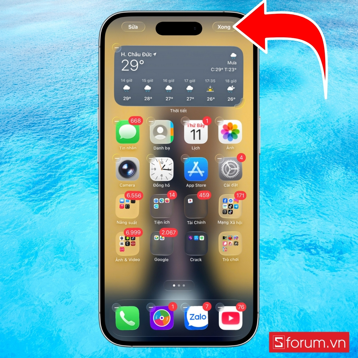 Cách cài thời tiết trên màn hình chính iPhone - bước 5