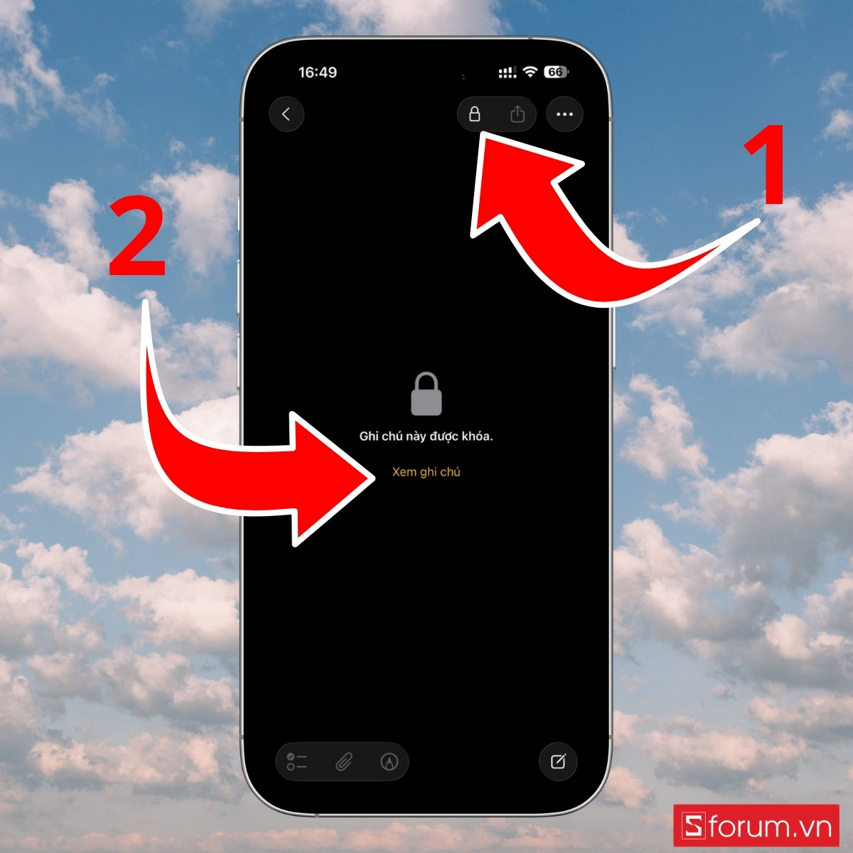 Cách mở ghi chú trên iPhone an toàn - bước 1