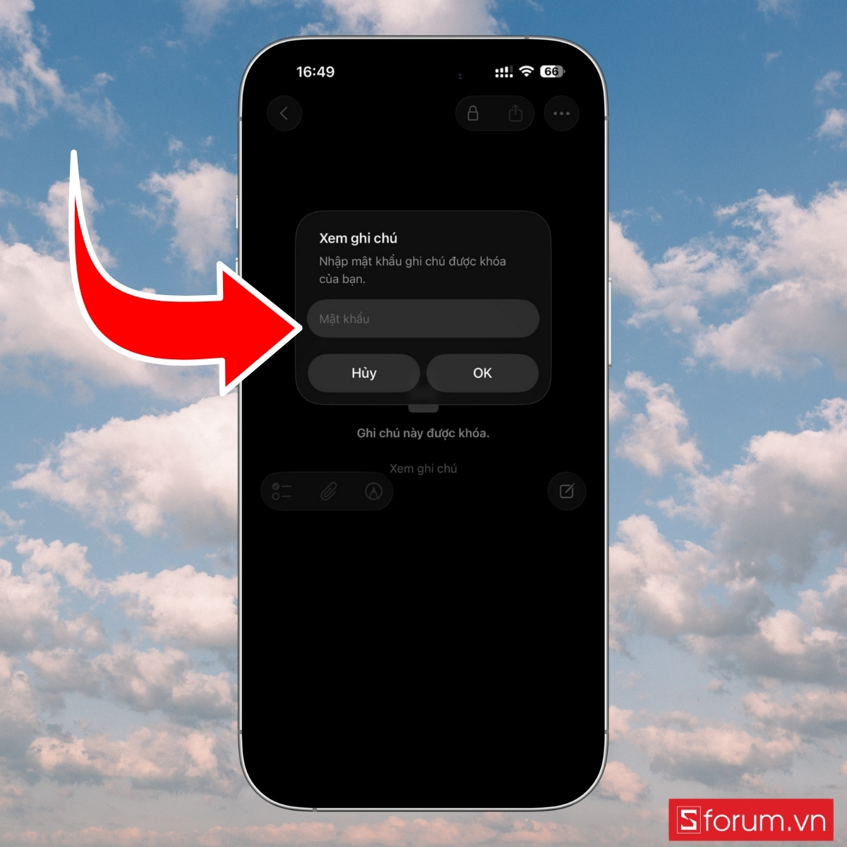 Cách mở ghi chú trên iPhone an toàn - bước 2
