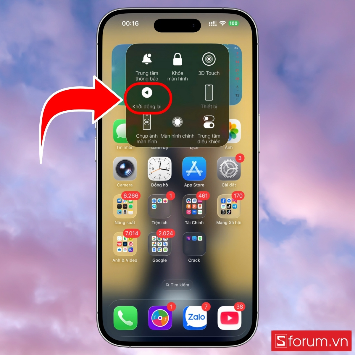 Cách khởi động lại iPhone 17 bằng AssistiveTouch bước 3