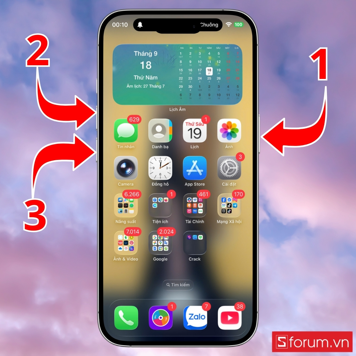Cách khởi động lại iPhone 17 bằng phím cứng bước 1