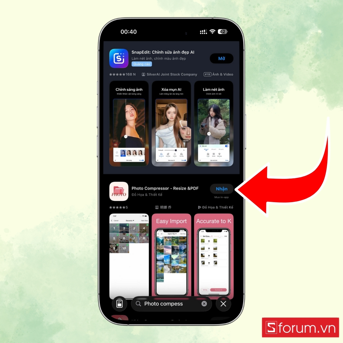 Tải và mở ứng dụng Photo Compressor