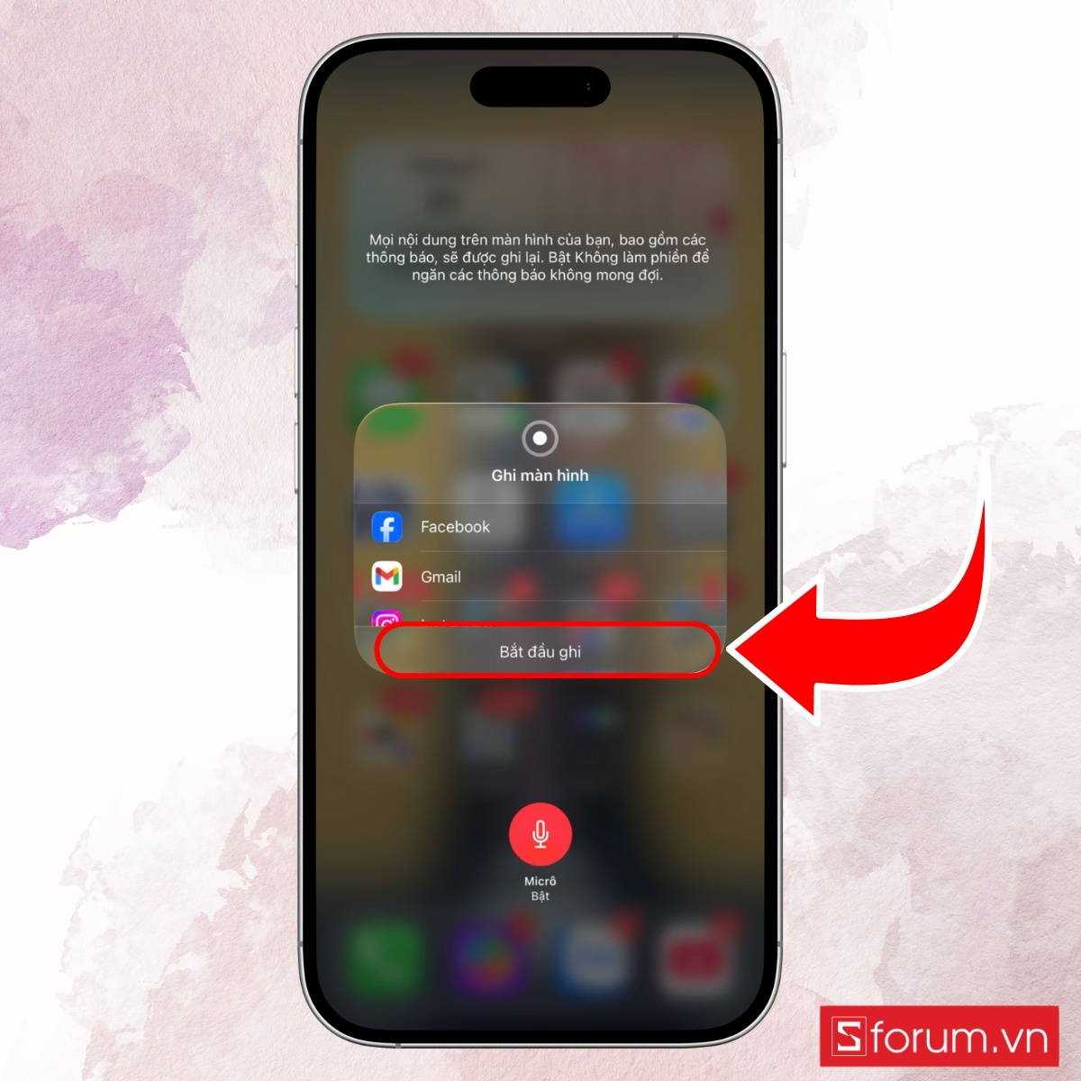 Cách quay màn hình iPhone 17 có thu cả âm thanh (microphone) bước 3