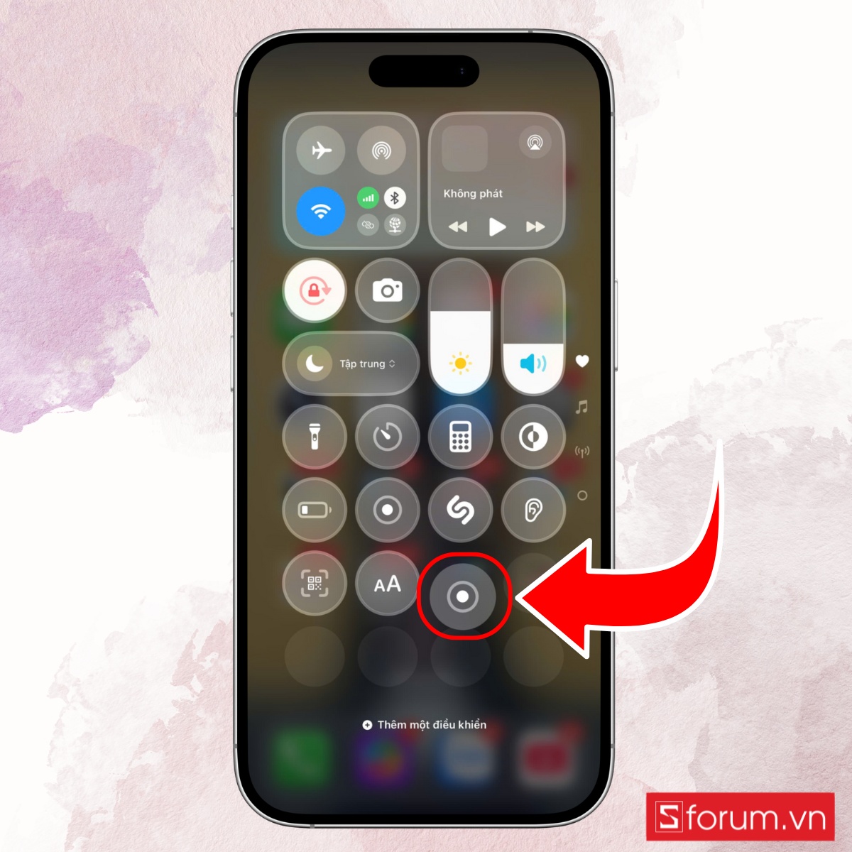 Cách thêm nút quay màn hình iPhone 17 bằng Trung tâm điều khiển bước 5