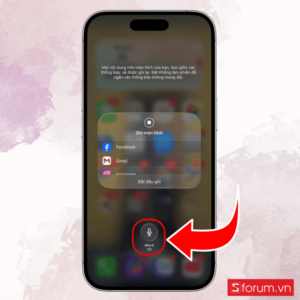 Cách quay màn hình iPhone 17 có thu cả âm thanh (microphone) bước 2