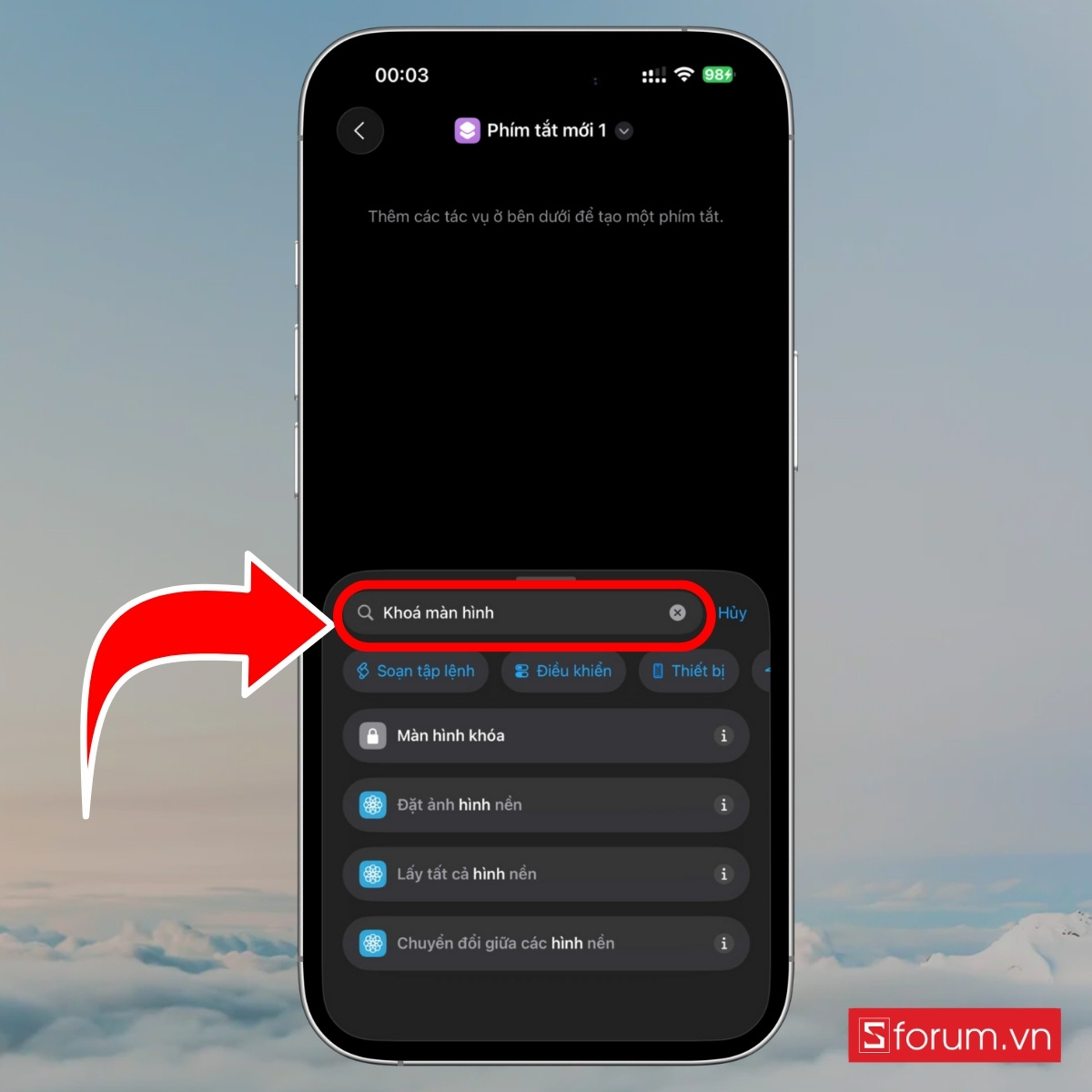 Cách tắt màn hình iPhone 17 Pro Max tạo phím tắt  bước 3