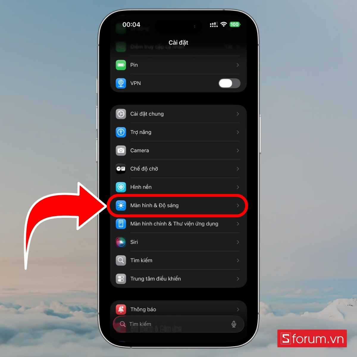 Cách tắt màn hình iPhone 17 Pro Max với tính năng khóa tự động bước 1