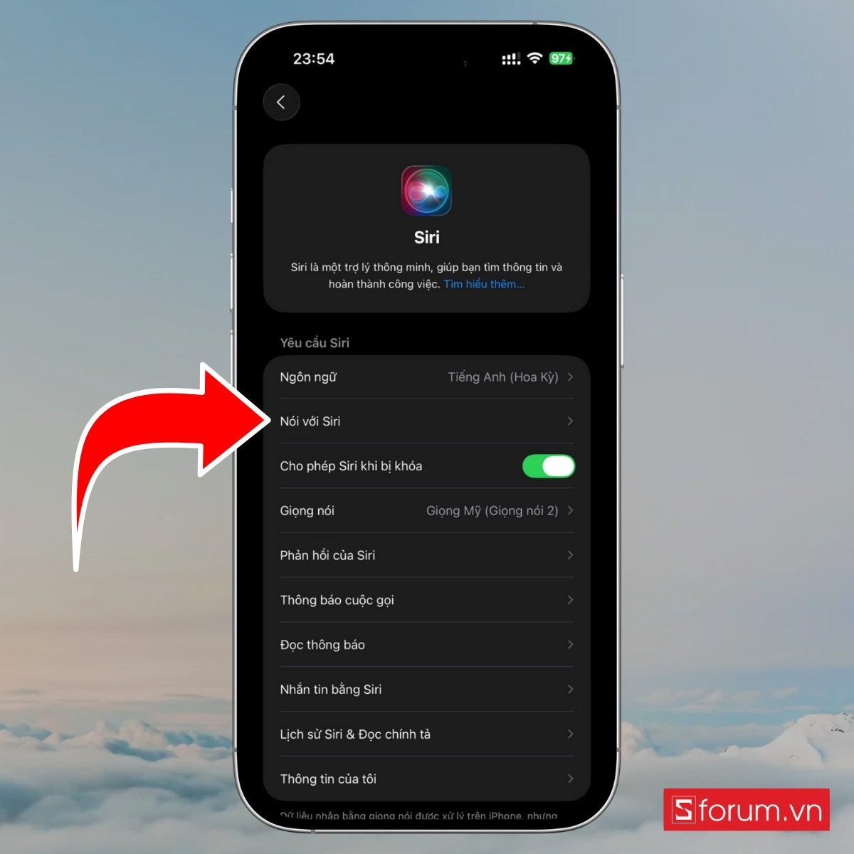 Cách tắt màn hình trên iPhone 17 Pro Max bằng Siri bước 2
