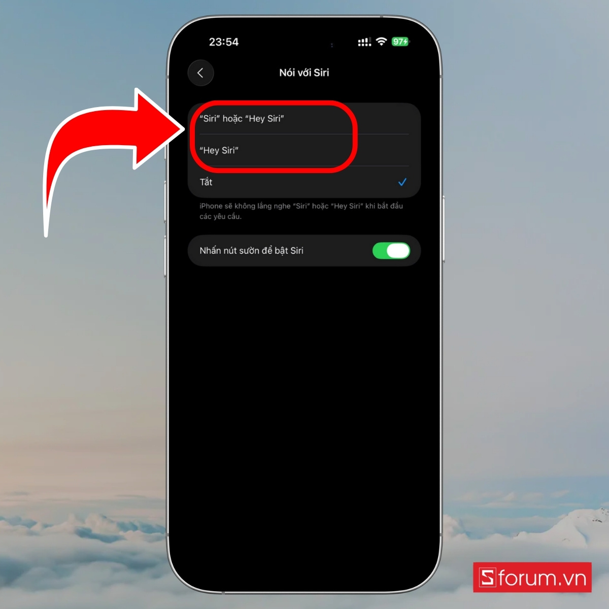 Cách tắt màn hình trên iPhone 17 Pro Max bằng Siri bước 3