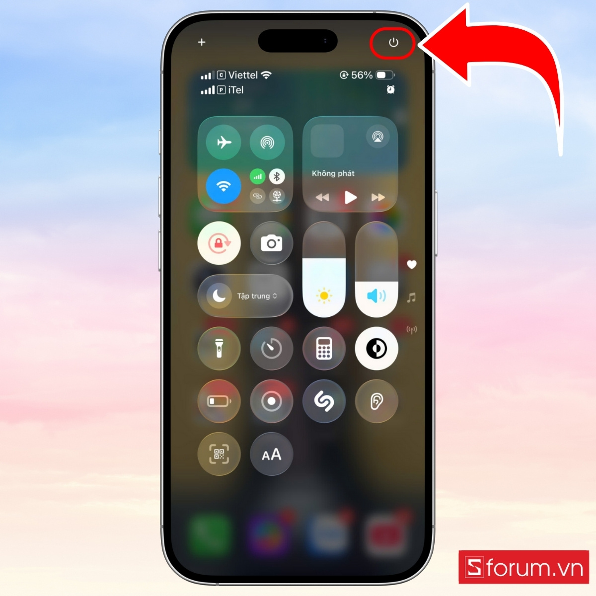 Cách tắt nguồn iPhone 17 bằng Trung tâm điều khiển bước 2