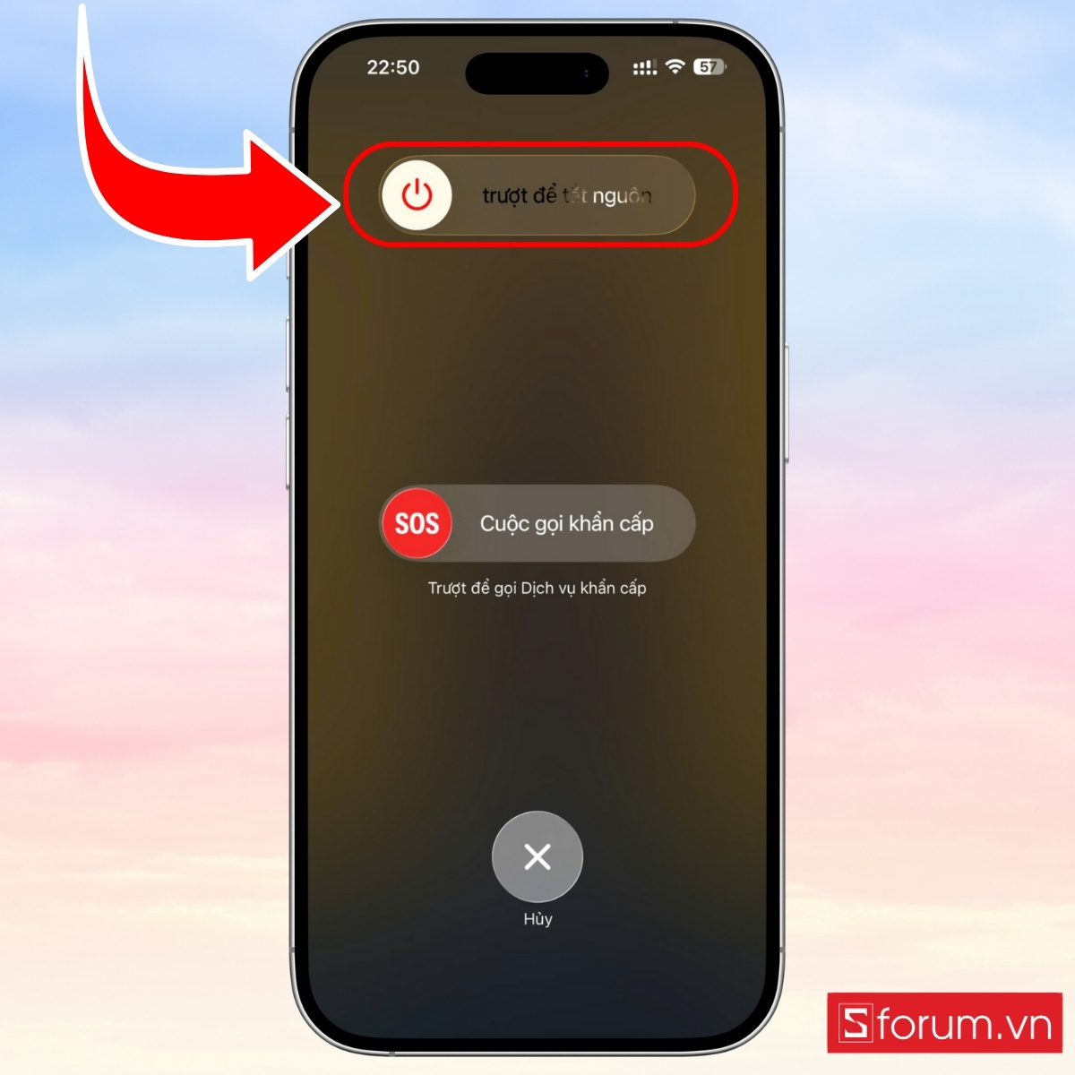 Cách tắt nguồn iPhone 17 bằng tổ hợp phím vật lý bước 2