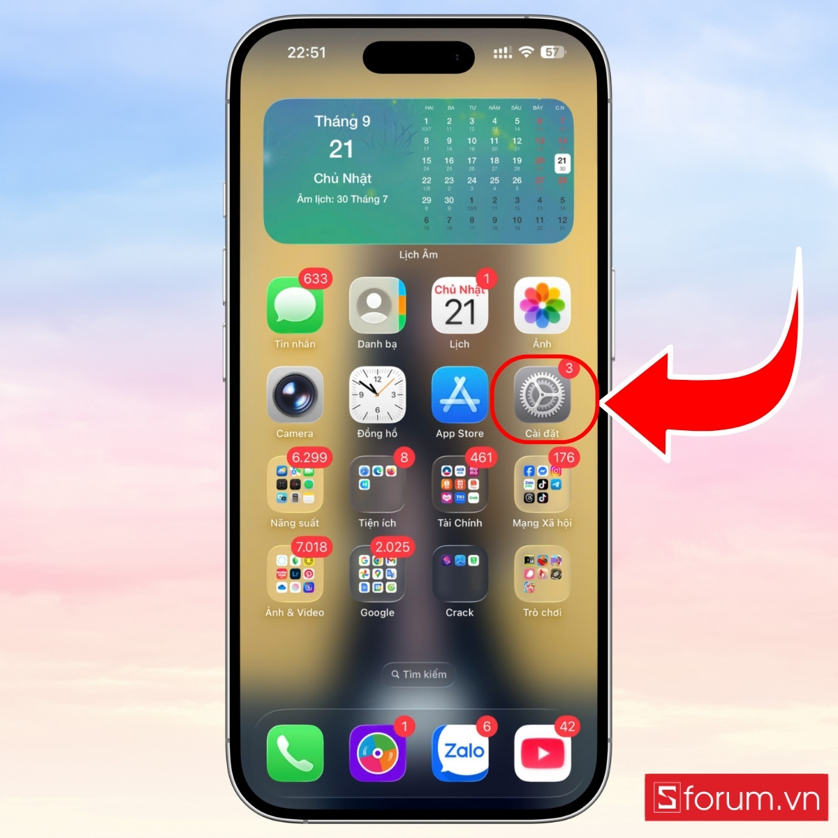 Cách tắt nguồn iPhone 17 qua mục Cài đặt bước 1