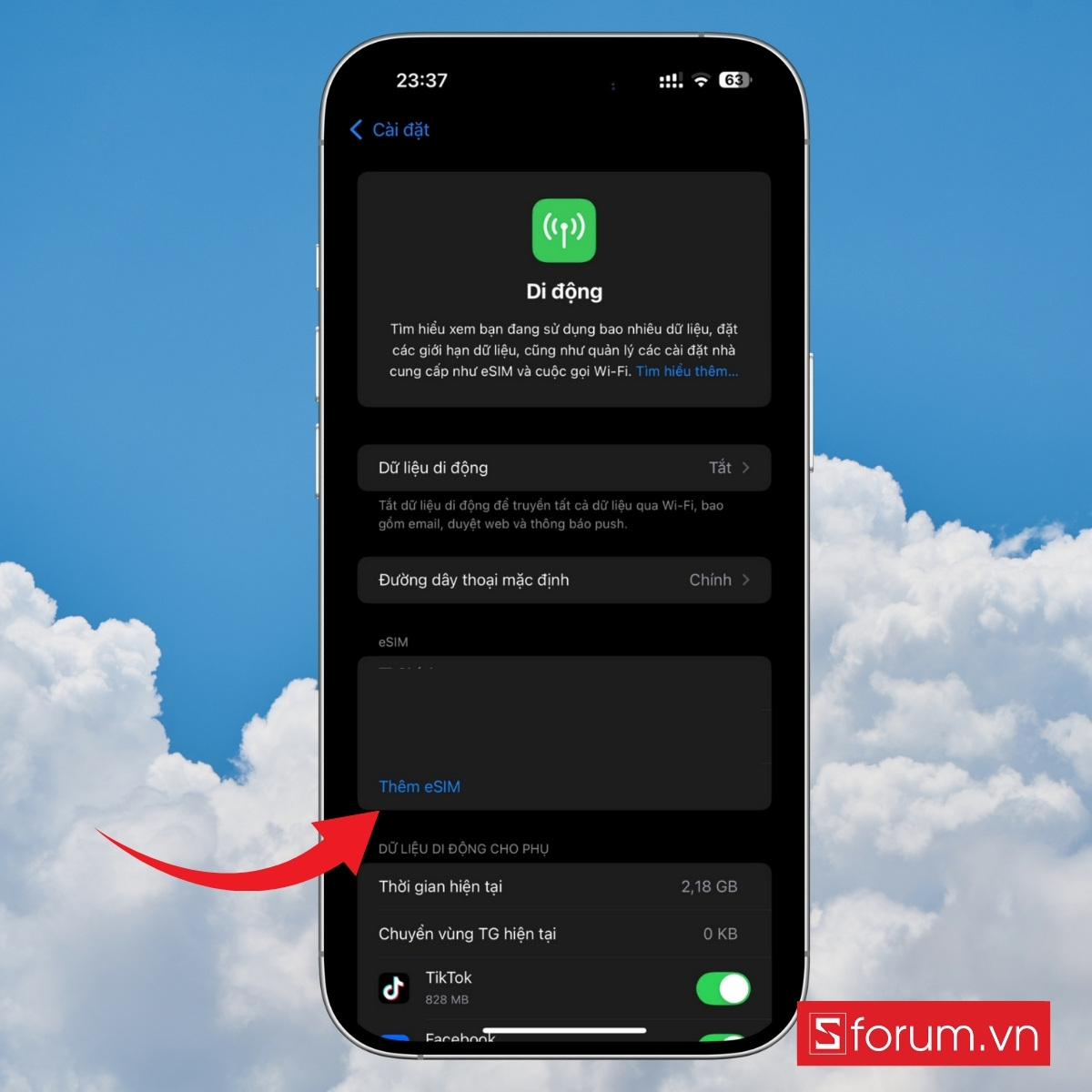 Hướng dẫn cách thêm eSIM vào iPhone từng bước dễ dàng bước 2