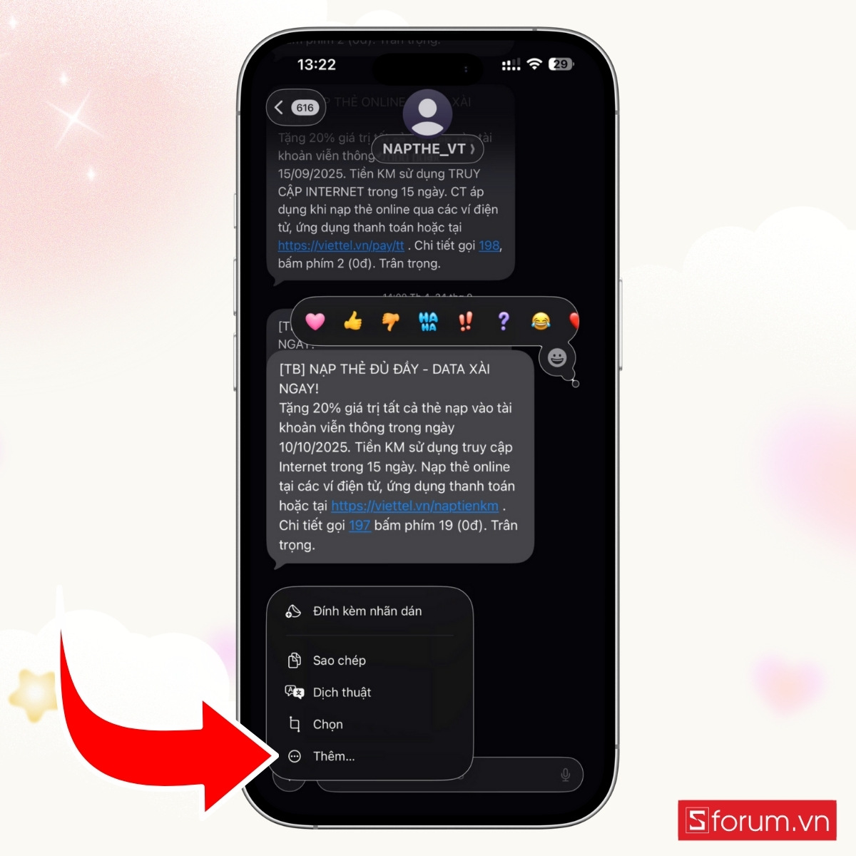 Cách xóa tin nhắn trên iPhone với từng nội dung - bước 3