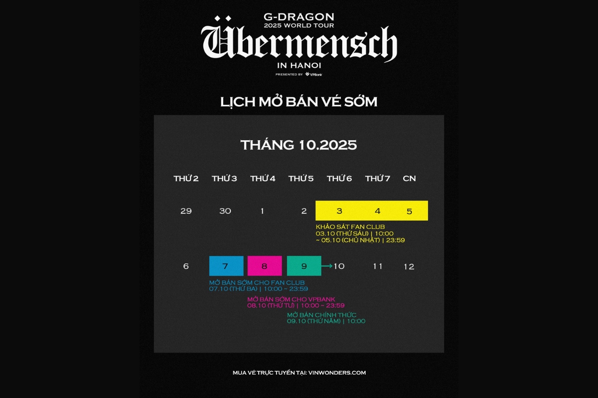 Lịch mở bán vé concert G-Dragon 2025 tại Việt Nam