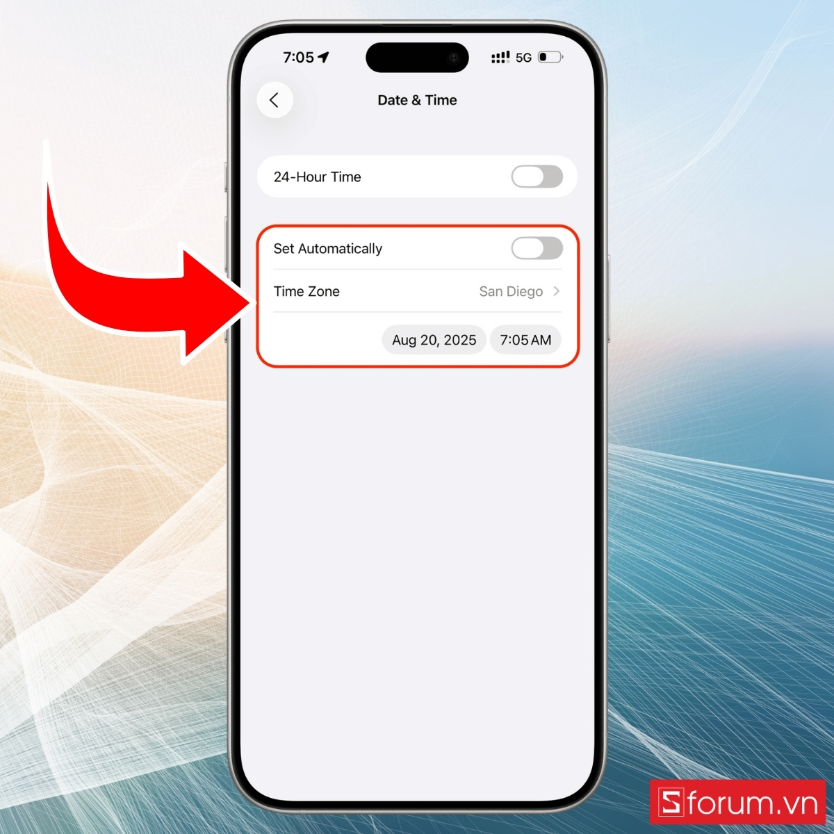 Kiểm tra cài lại Ngày và giờ khi iPhone không gọi được FaceTime - bước 2