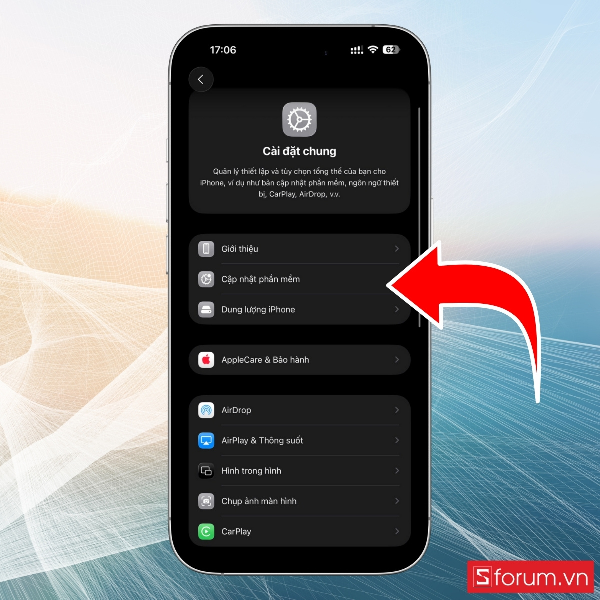 Cập nhật iOS mới khi iPhone không gọi được FaceTime - bước 1