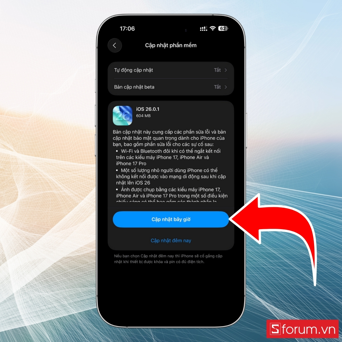 Cập nhật iOS mới khi iPhone không gọi được FaceTime - bước 2