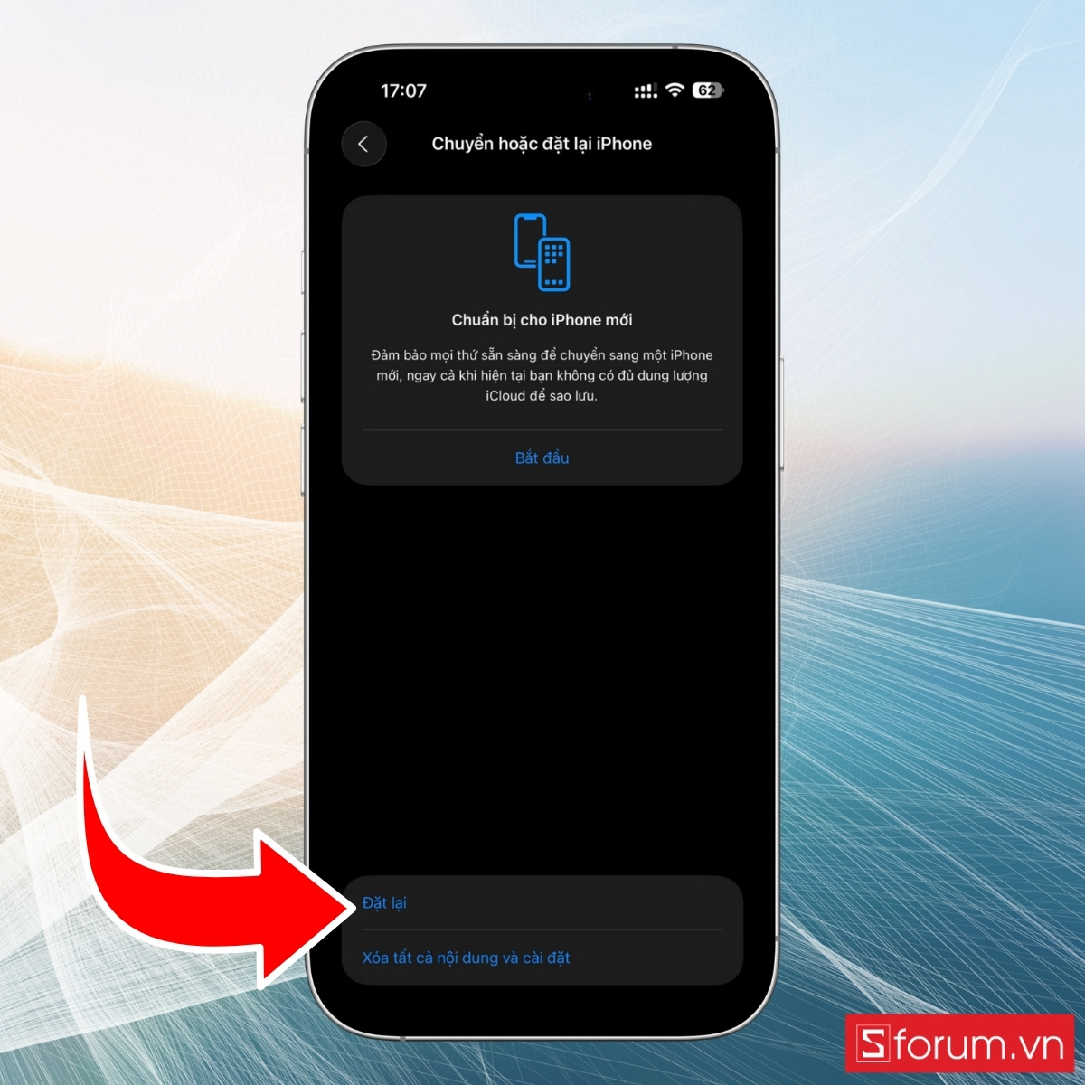 Khôi phục về cài đặt gốc khi iPhone không gọi được FaceTime - bước 2