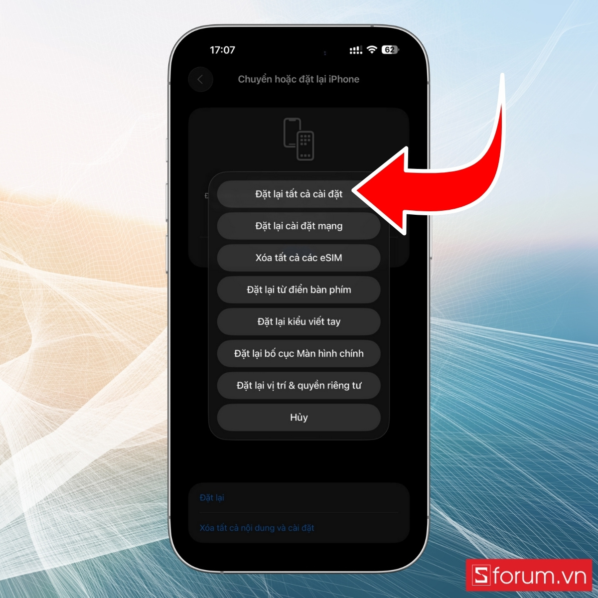 Khôi phục về cài đặt gốc khi iPhone không gọi được FaceTime - bước 3