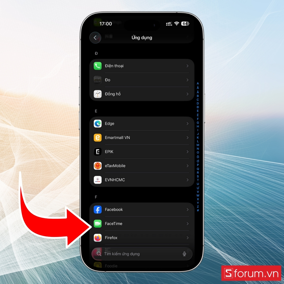 Tắt và khởi động FaceTime khi iPhone không gọi được FaceTime - bước 1